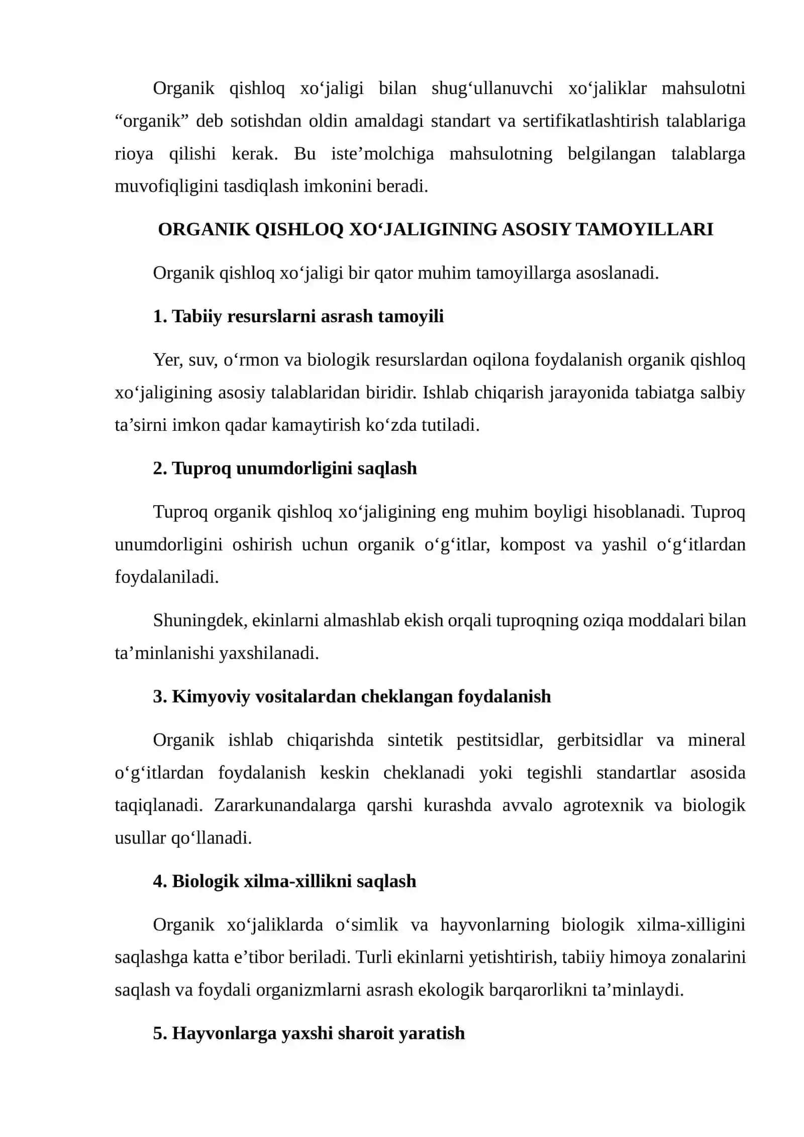 Organik Qishloq Xo‘jaligi Tushunchasi, Rivojlanish Ko‘rsatkichlari va Usullari 4