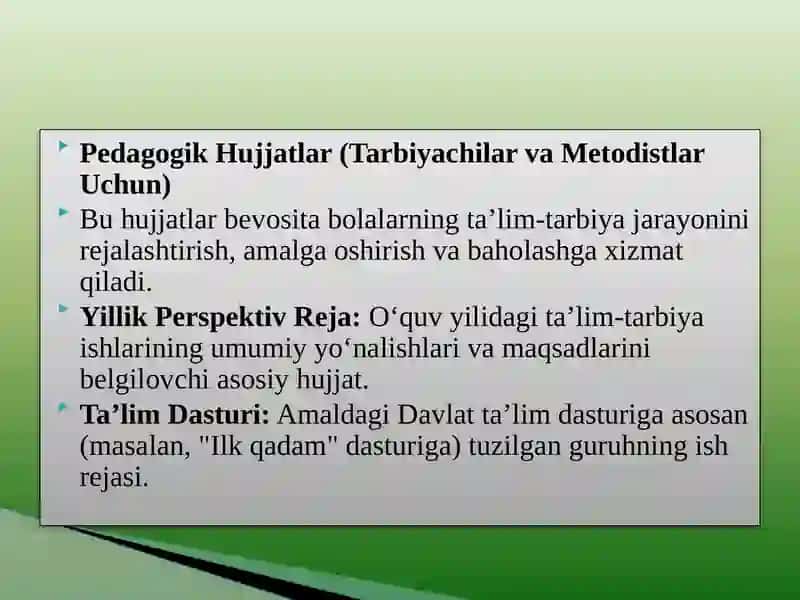 Maktabgacha ta`lim tashkilotida ish hujjatlari yuritilish tartibi 4