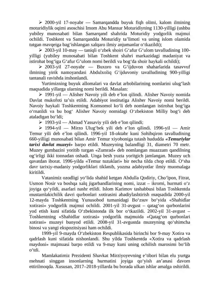 Mustaqillik yillarida O‘zbekistondagi ma’naviy va madaniy taraqqiyot. 4
