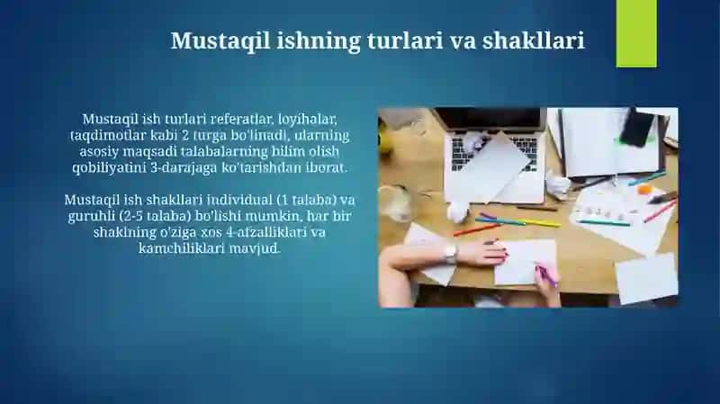 Talabalar Mustaqil Ishni Tashkil Etish va Nazorat Qilish 4