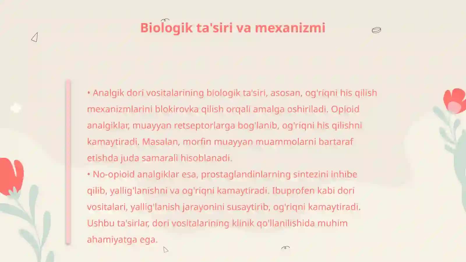 Dori vositalaridan analgining tasnifi 4