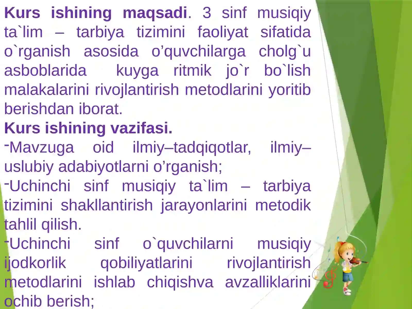 “UCHINCHI SINF O`QUVCHILARIDA BOLALAR CHOLG`U ASBOBLARINI CHALISH ORQALI KUYGA RITMIK JO`R BOLISH MALAKALARINI RIVOJLANTIRISH METODLARI” 4