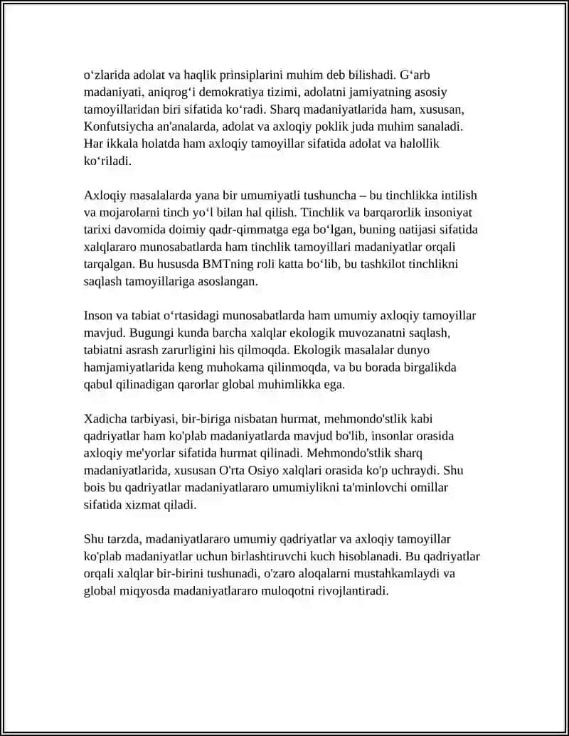 DUNYO XALQLARI MADANYATIDAGI UMUMIYLIK VA FARQLARI 4