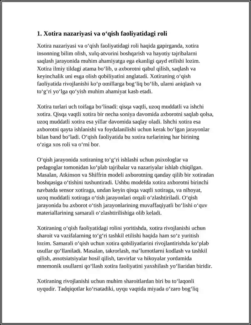 Xotirani Òqish Faoliyatida Rivojlanishining Vazifalari va Uning Shart Sharoitlari 4