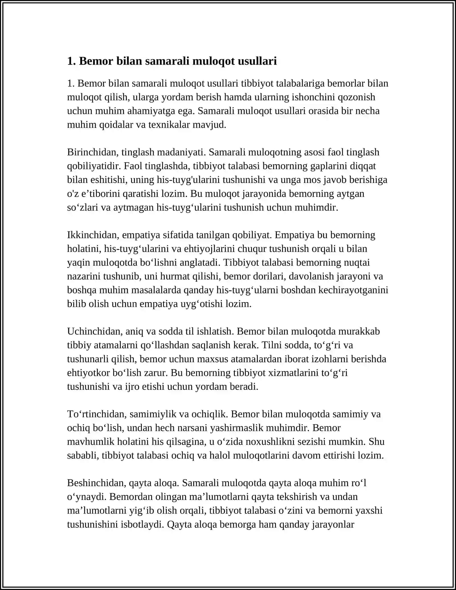 TIBBIYOT TALABLARI AMALIYOT JARAYONIDA QÓLLAYDIGAN ASOSIY PSIXOLOGIK METODLARI 4