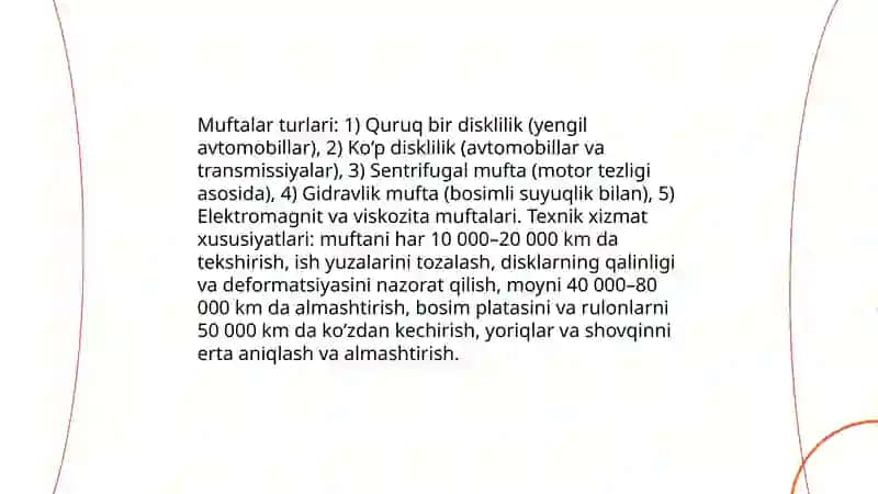 Avtomobillarning ilashish muftasiga texnik xizmat ko'rsatish texnologiyasi 4