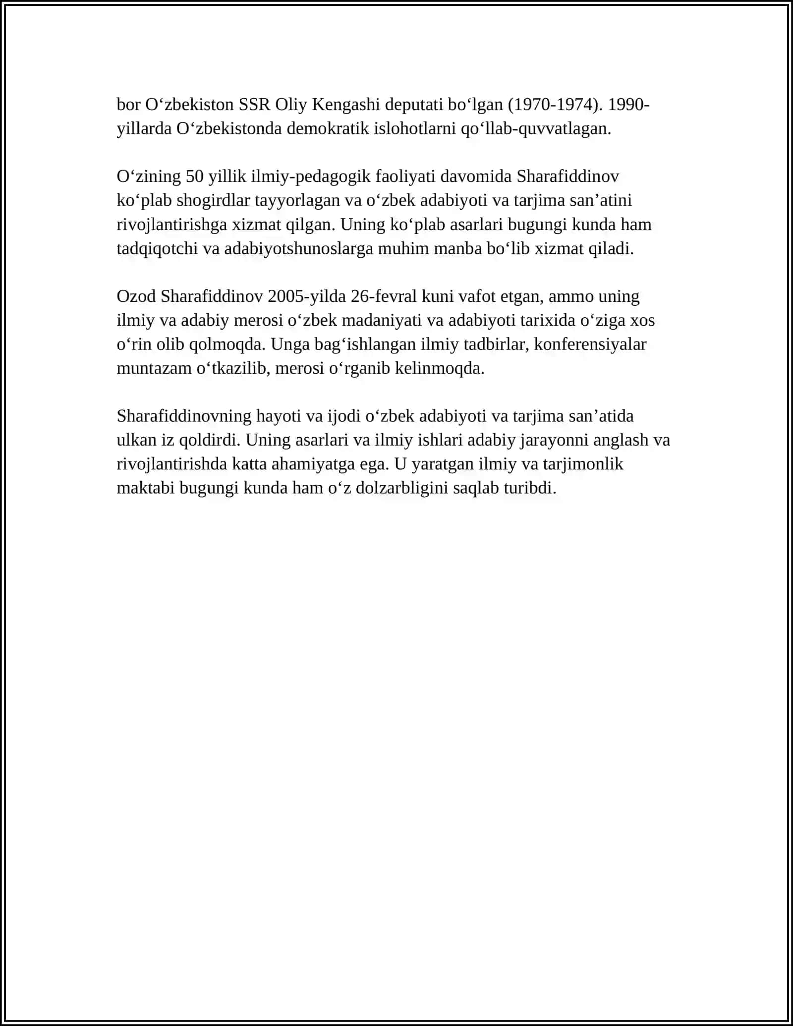 OZOD SHARAFIDDINOVNING "IJODNI ANGLASH BAXTI" 4