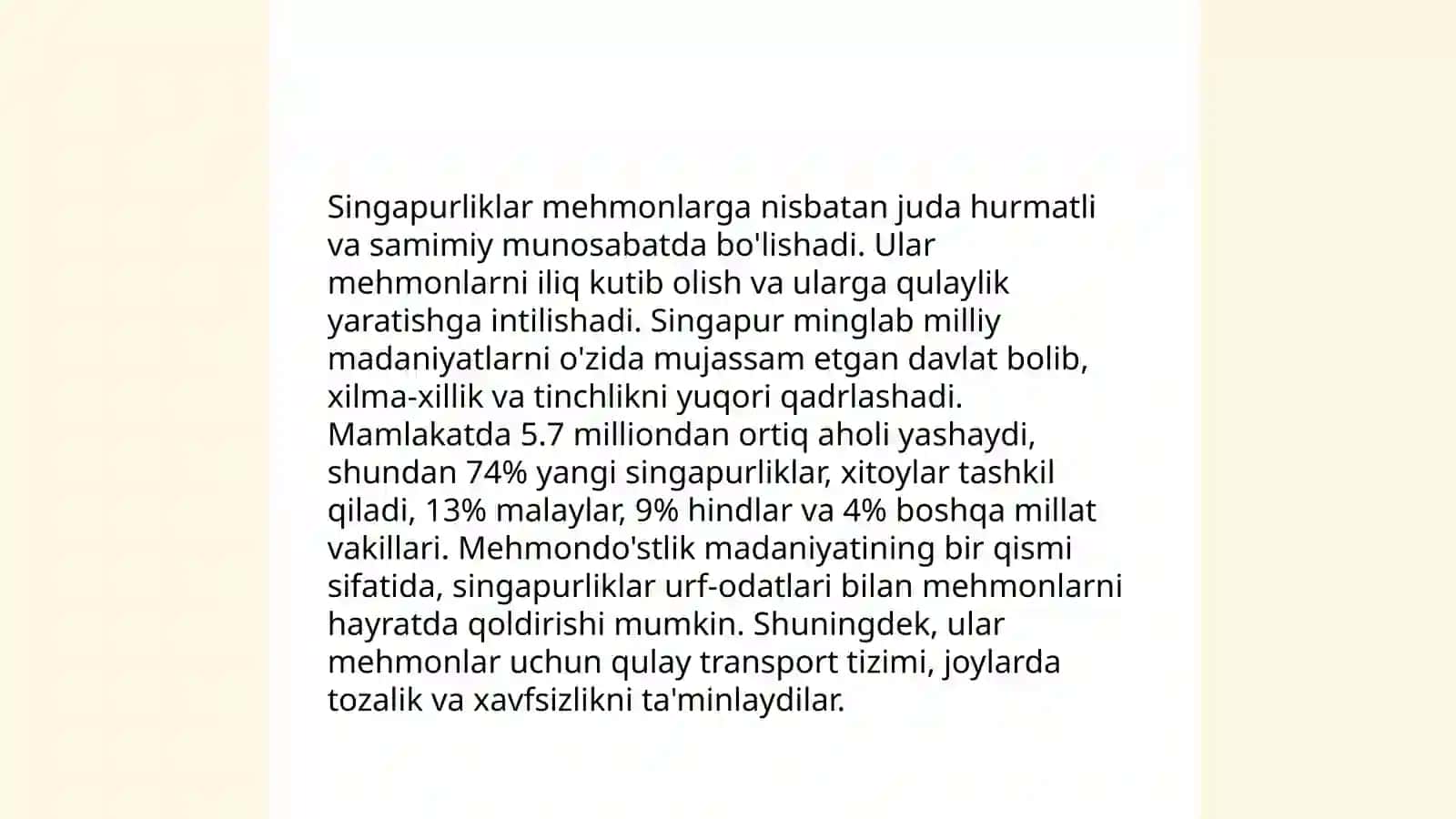 Singapurliklarning mehmondo'stlik an'analari 4