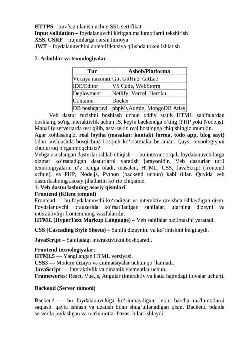 Vebga asoslangan dasturlar ishlab chiqish 4