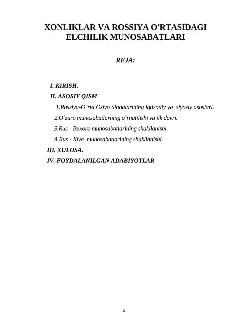 XONLIKLAR VA ROSSIYA O'RTASIDAGI ELCHILIK MUNOSABATLARI 4