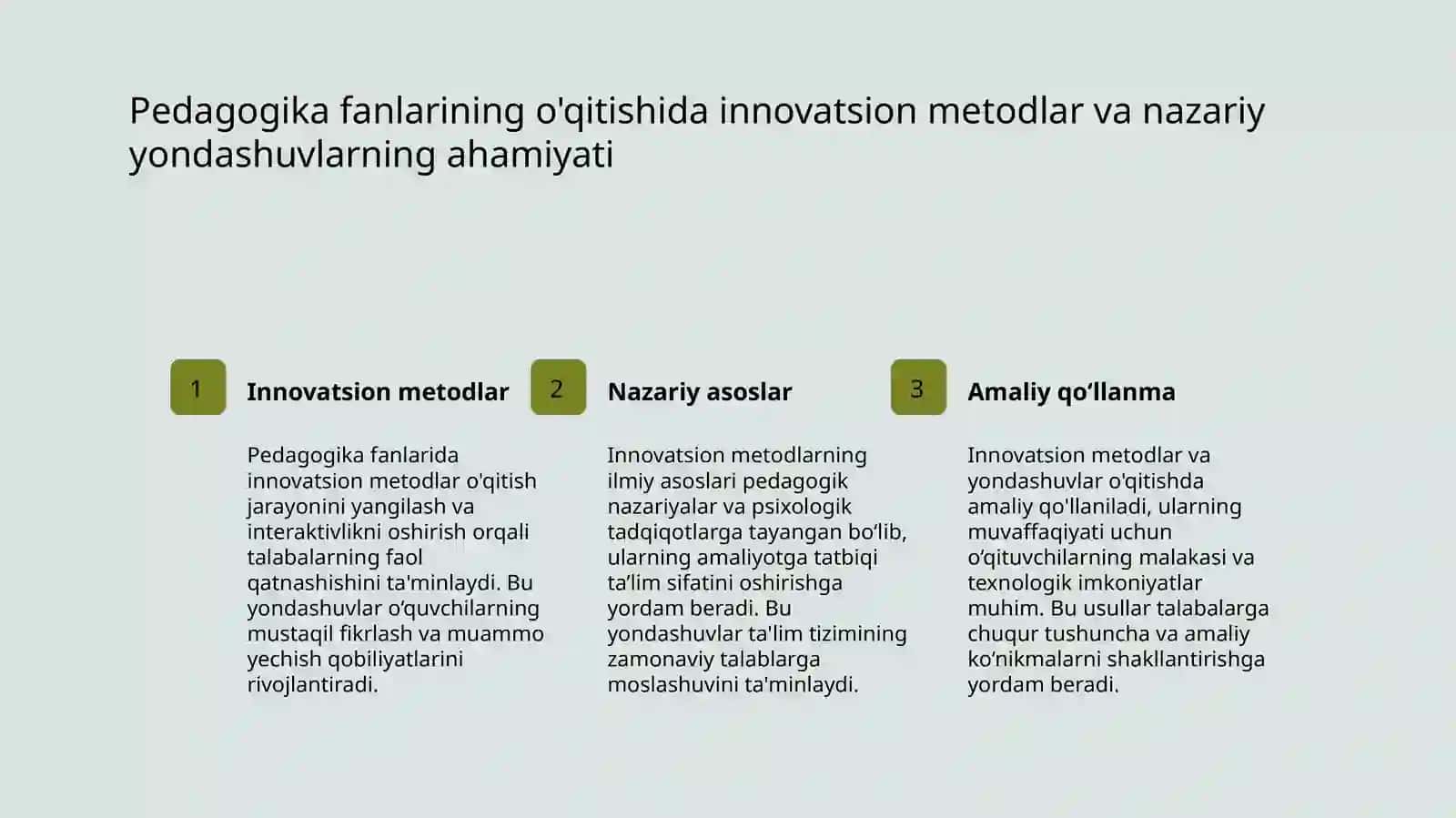 Zamonaviy didaktik konseptsiyalar. Pedagogika fanlarini o'qitish jarayoni-yaxlit tizim sifatida mavzusida slayd taqdimot 4