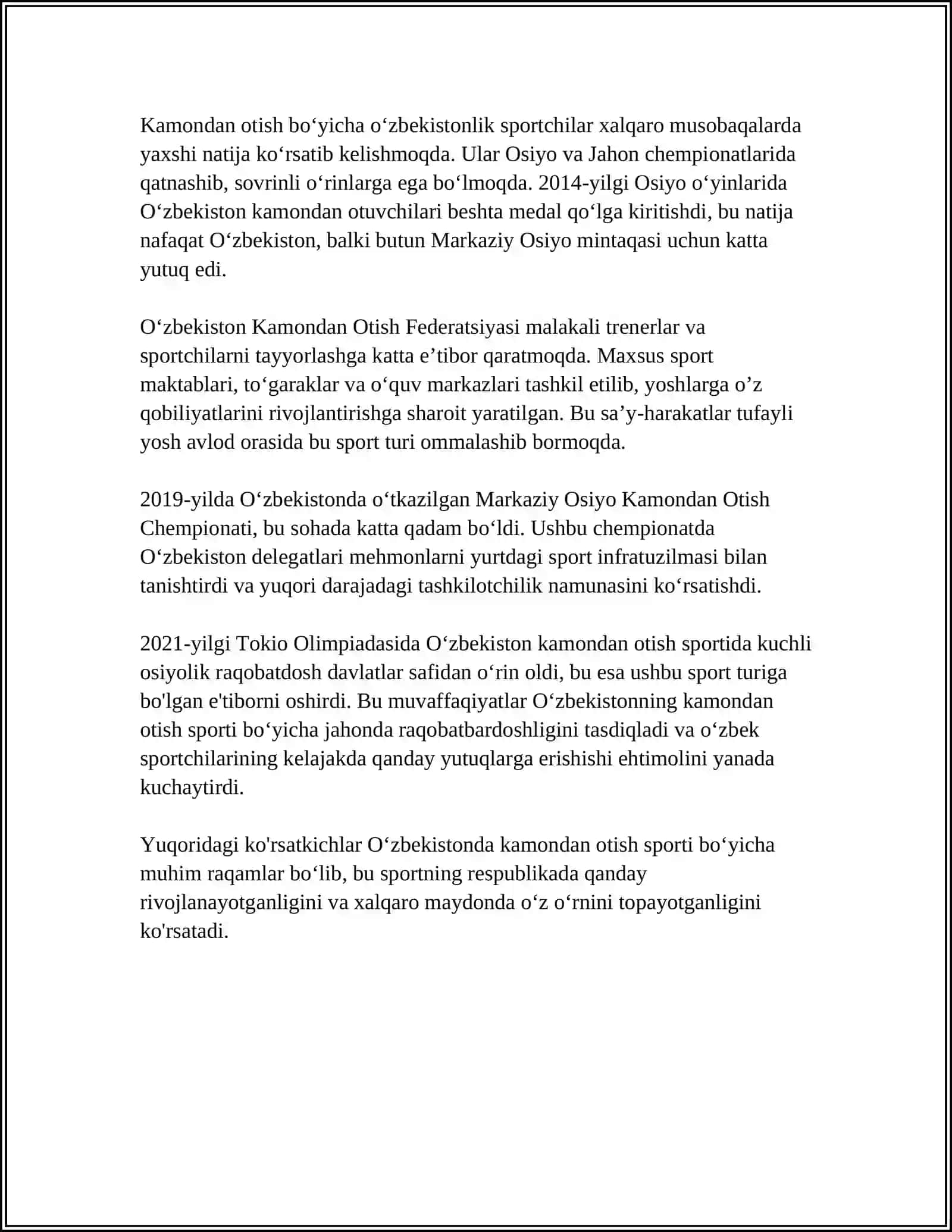 O'ZBEKISTON KAMONDAN OTISH FEDERATSIYASI 4