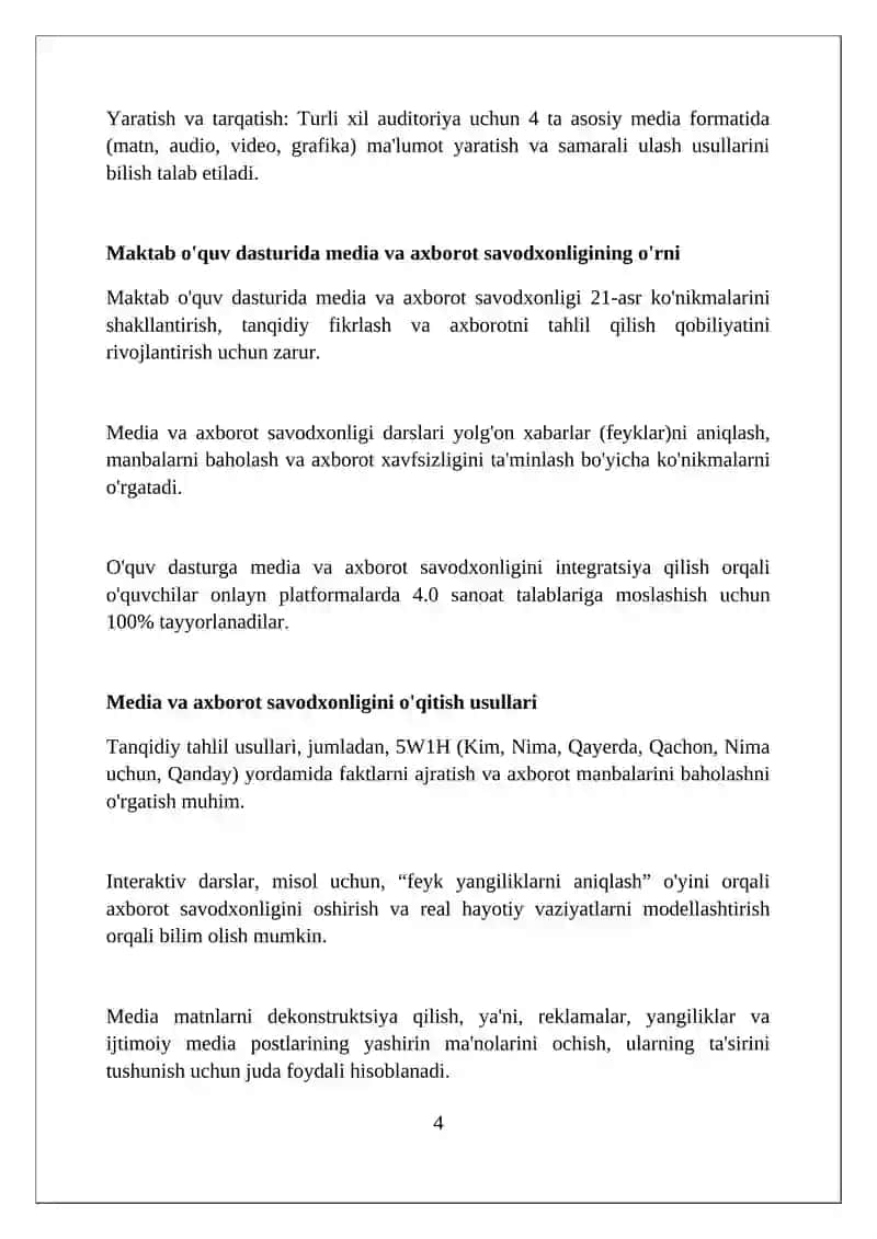 Media va axborot savodxonligi (MAS) 4