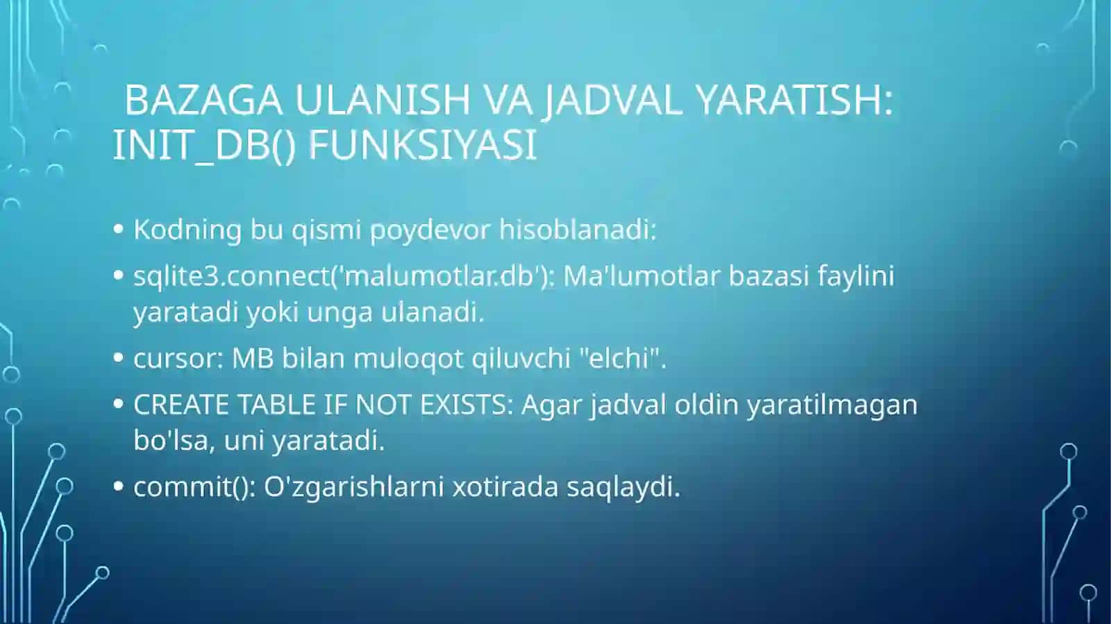 Ma'lumotlar Bazasi bilan CRUD amallar (CRUD Operations with Database) 4