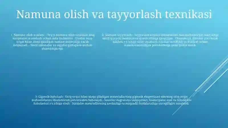 Oziq-Ovqat Bilan Kontaktda Bo’Ladigan Materiallarning Gigienik Ekspertizasi 4
