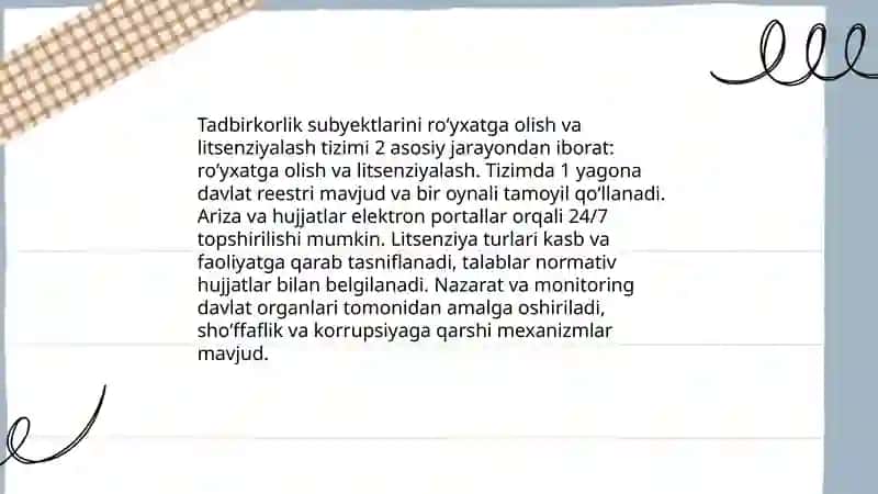 Tadbirkorlik faoliyatini davlat tomonidan tartibga solish va boshqarish 4