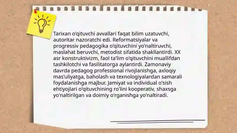 Pedagogik fikr taraqqiyotida o'qituvchining kasbiy mahorati hamda burch va mas'uliyatlari 4