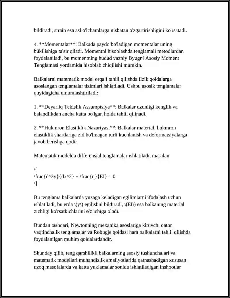 Teng Qarshilikli Balkalar Nazariya va Hisoblash Asoslari 4