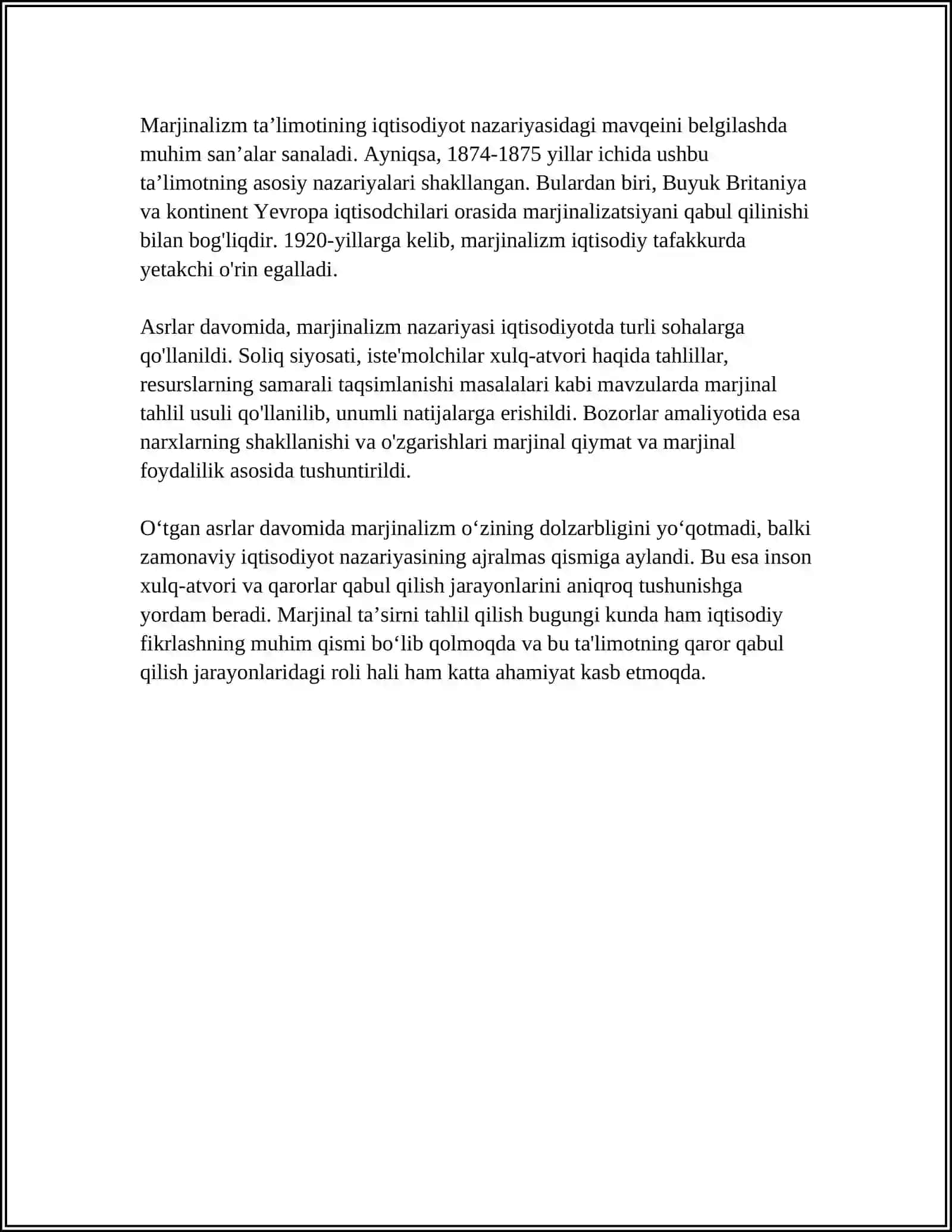 MARJINALIZIM TALIMOTI VA NEOKLASSIK IQTISODIY MAKTABLAR 4