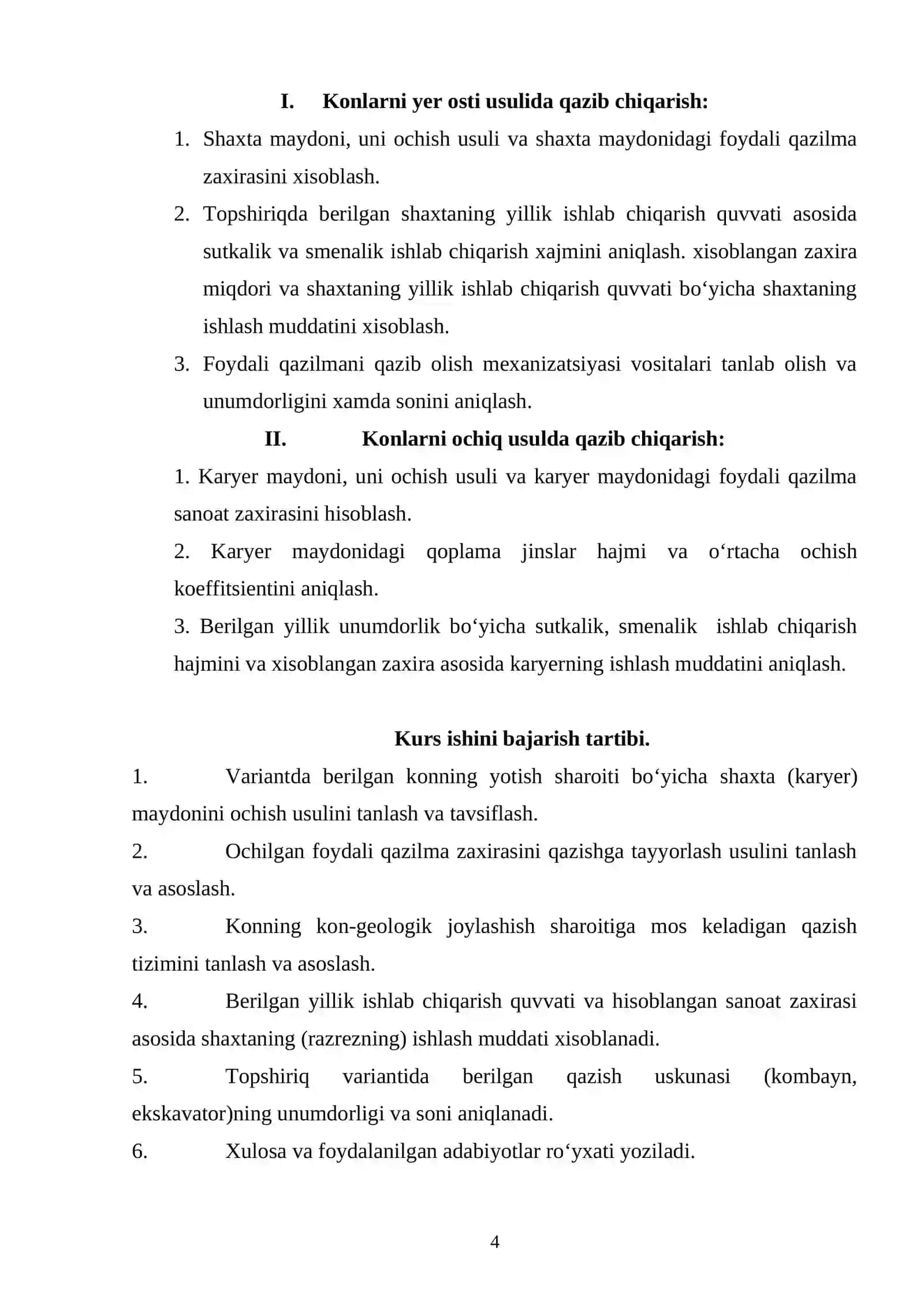 Konchilik ishi asoslari kurs ishi 4