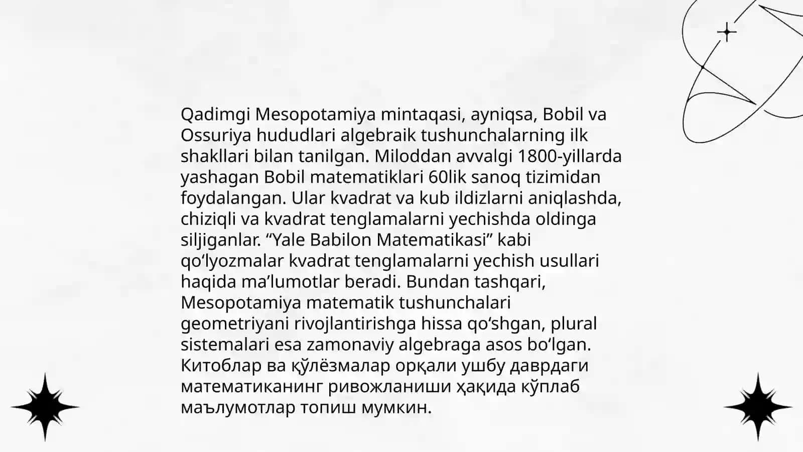 Algebra elementlari mavzusida tarixiy materiallardan foydalanish 4