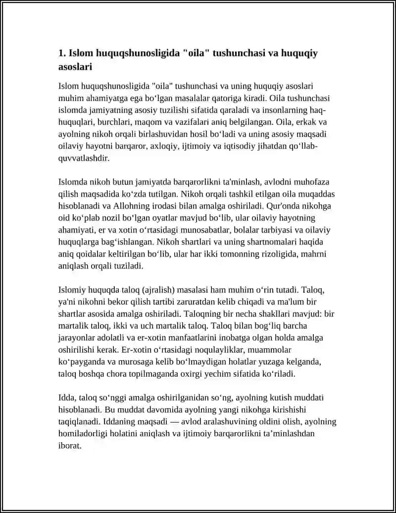 ISLOM HUQUQSHUNOSLIGIDA OILA NIKOH TALOQ IDDA ZIHOR TUSHUNCHALARINI TARIFLASH VA TAQDIMOT TAYYORLASH 4