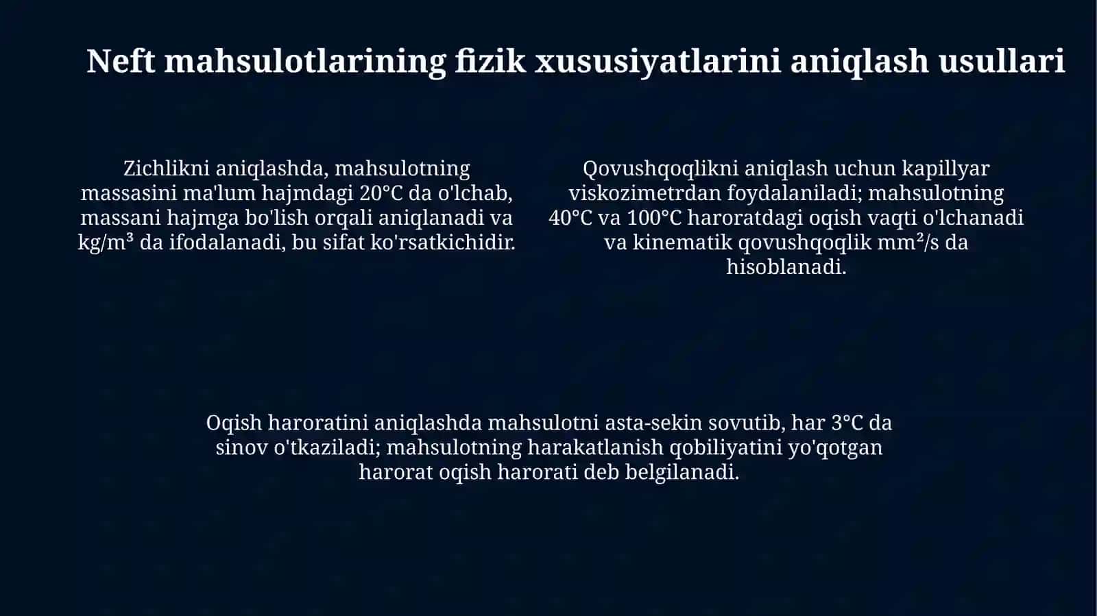Neft va gazni qayta ishlash, mahsulotlarini fizik, kimyoviy tahlilqilish 4