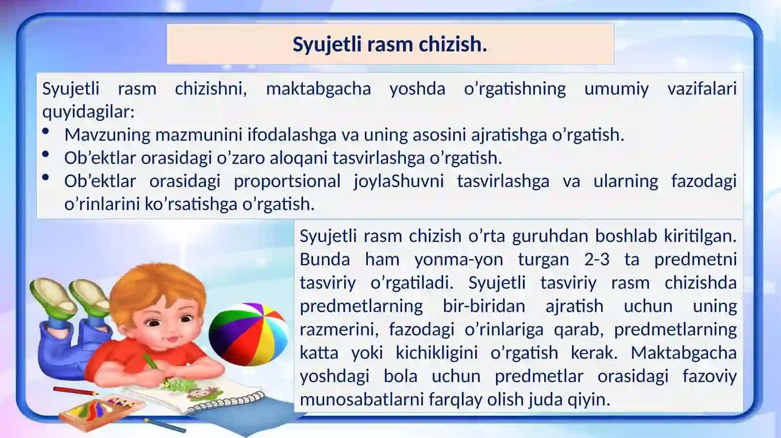 Maktabgacha ta’lim tashkilotlarida rasm mashg’ulotini tashkil qilish usullari 4