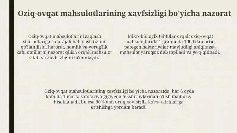 Oziq ovqat gigienasining ummumiy tamoillari 4