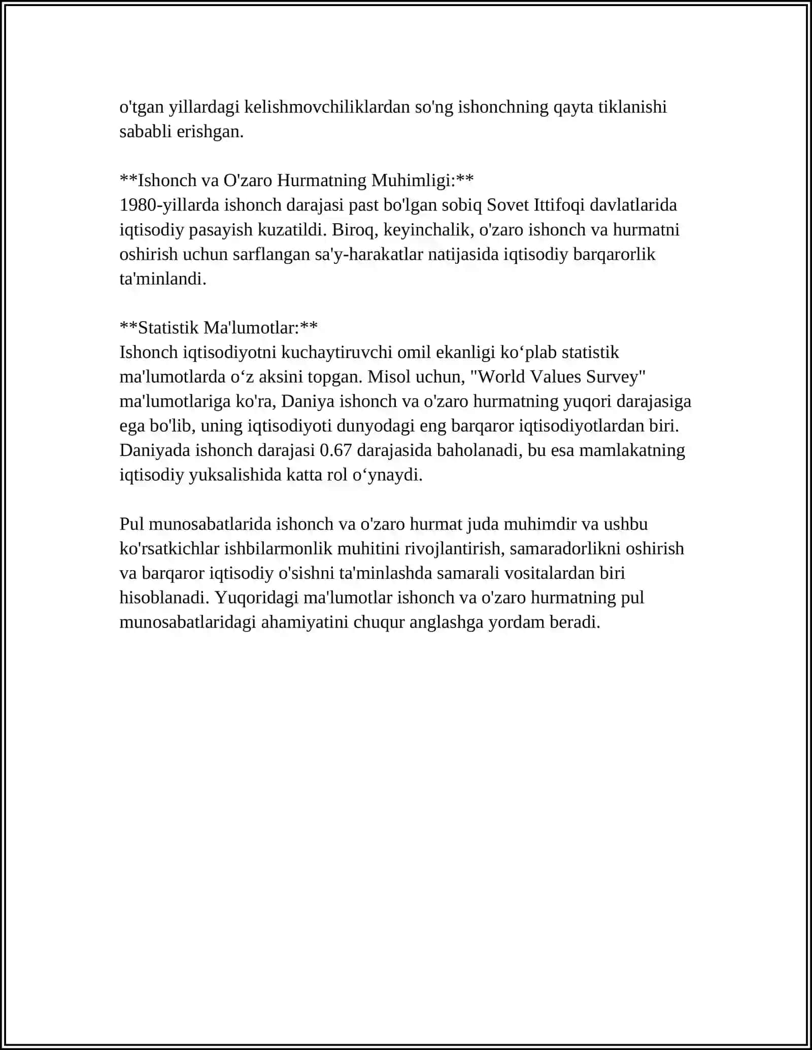 MUSTAQIL ISH Mavzu: TOVAR- PUL MUNOSABATLARI 4