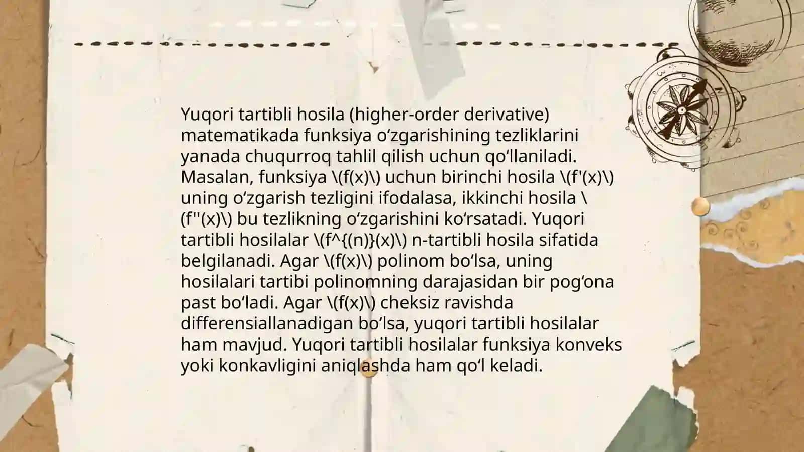 Yuqori tartibli hosila va differensiallar 4