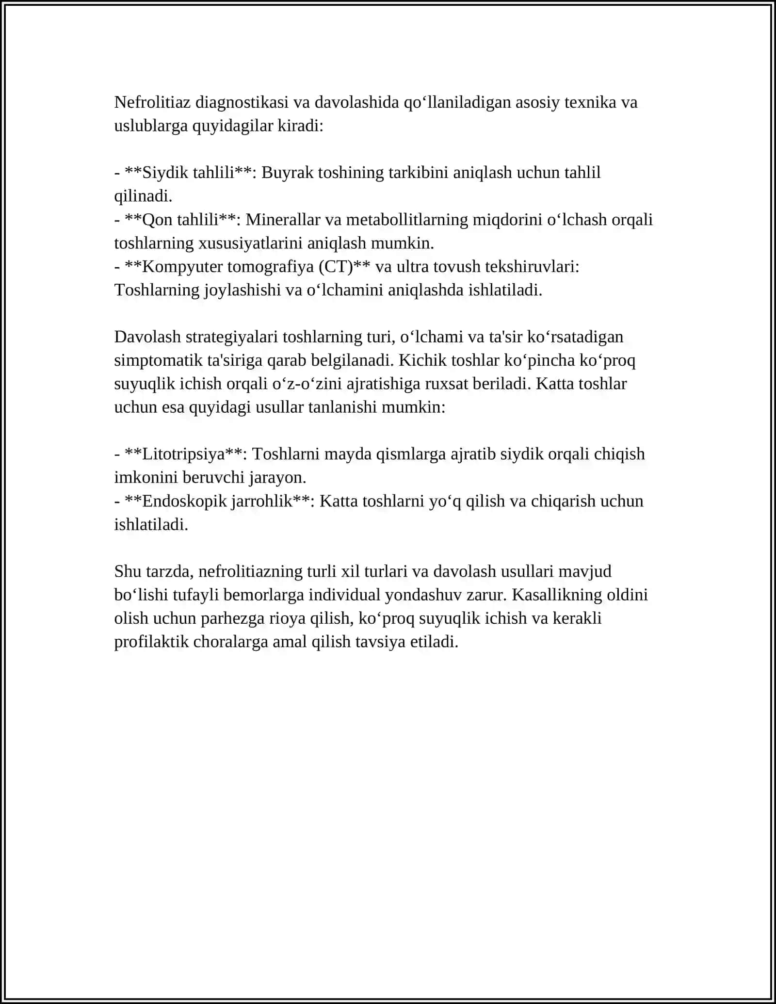 BUYRAK VA SIYDIK TOSH KASALLKLARI - NEFROLITIAZ VA UROLITIAZ 4