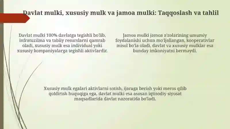 Mulkchilikning turli shakllari va ularning mazmuni 4