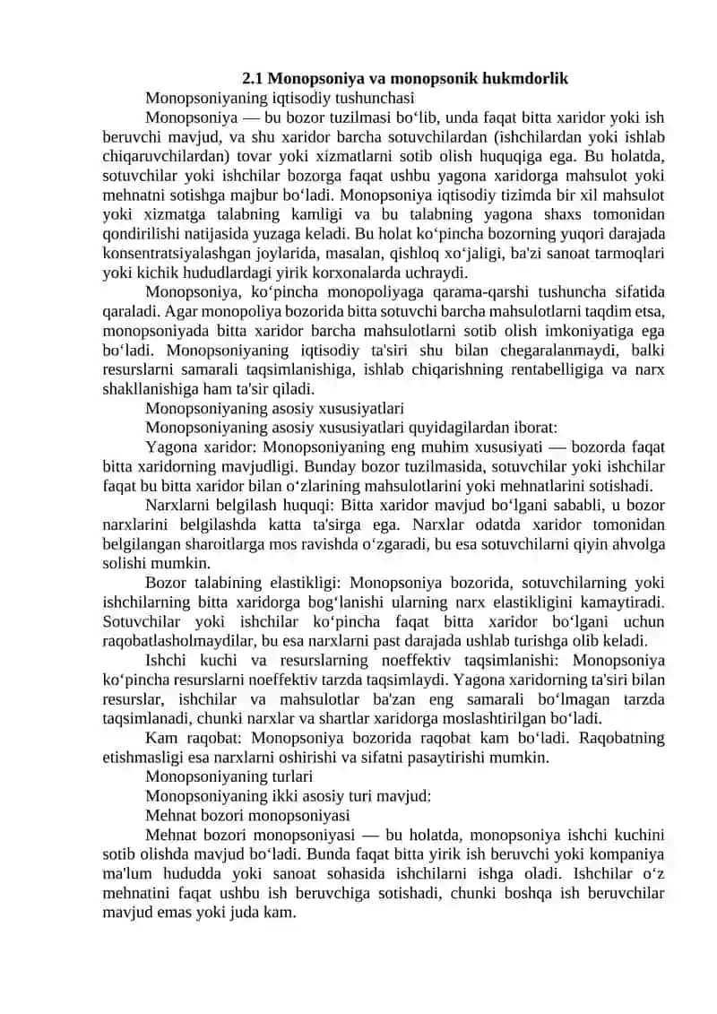 Monopsoniya va monopsonik hukmdorlik 4