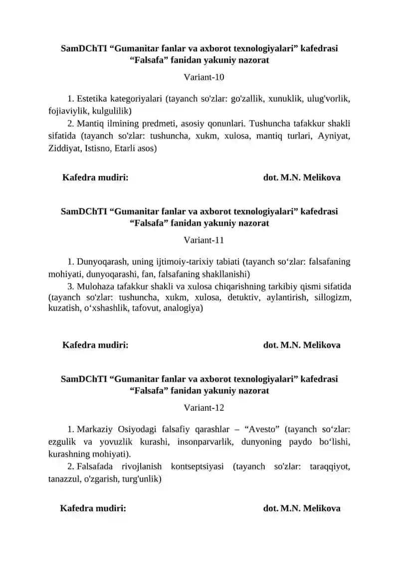 Falsafa Fanidan Yakuniy Nazorat 4