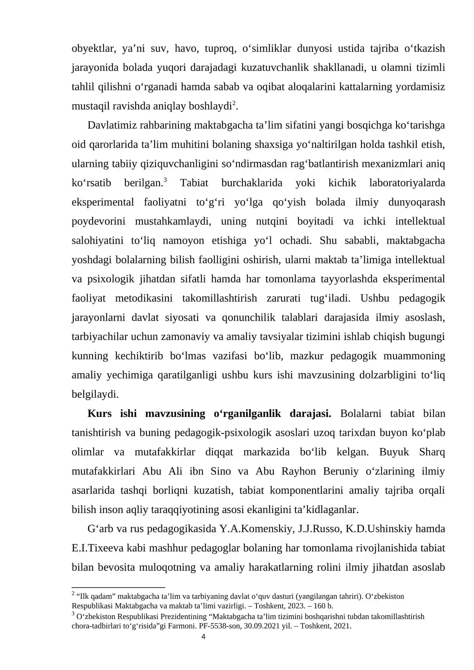 “TABIIY OBYEKTLAR USTIDA TAJRIBA O‘TKAZISH ORQALI BILISH QOBILIYATINI RIVOJLANTIRISH” 4