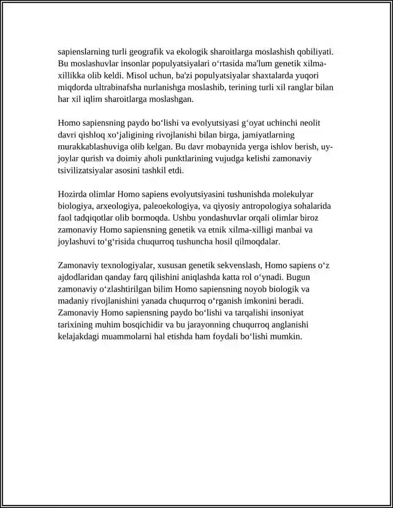 ZAMONAVIY ODAMNING PAYDO BOʻLISHI VA RIVOJLANISHI 4