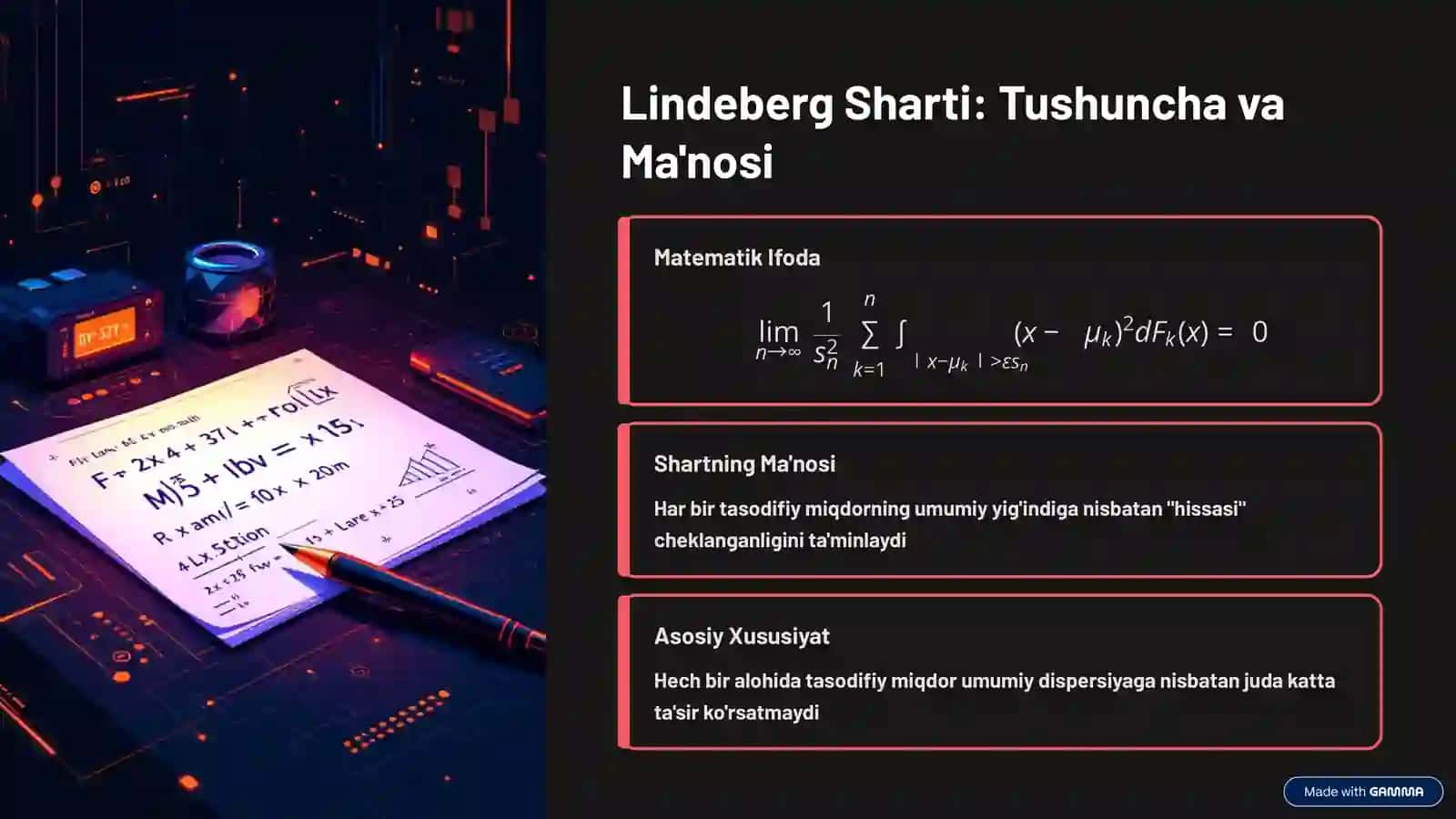 Lindeberg Sharti Ostida Markaziy Limit Teoremasi 4