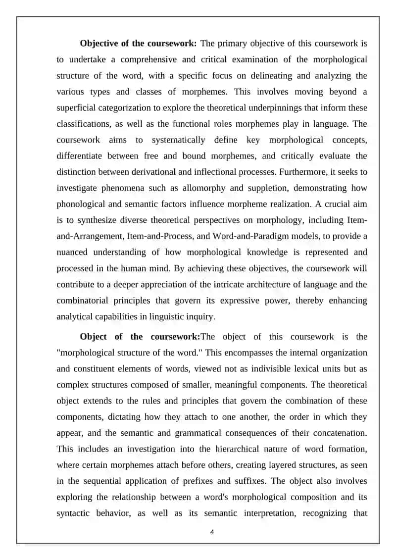 Morphological structure of the word: types and classes of morphemes 4
