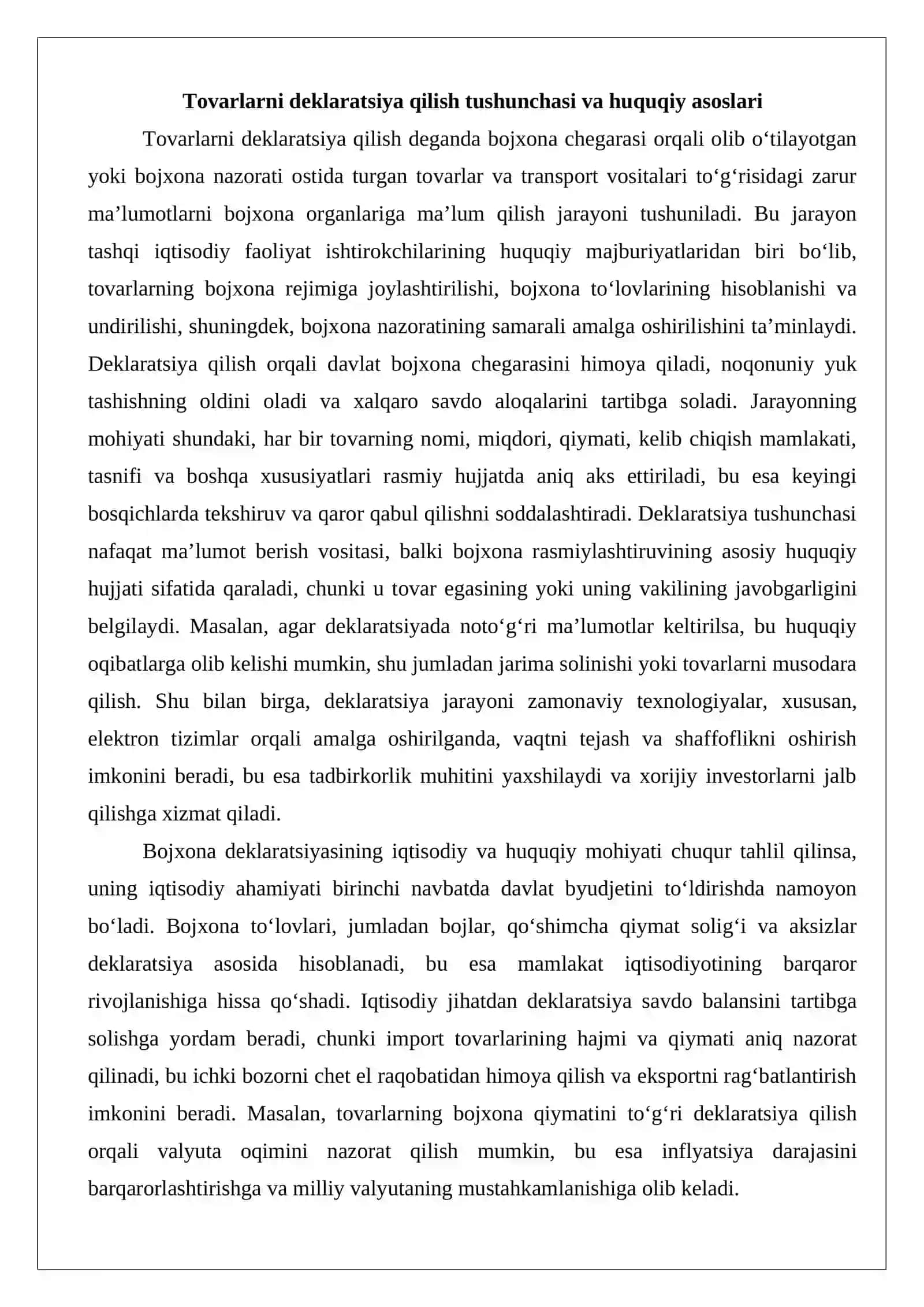 Tovarlarni deklaratsiya qilish tartibi va ahamiyati 4