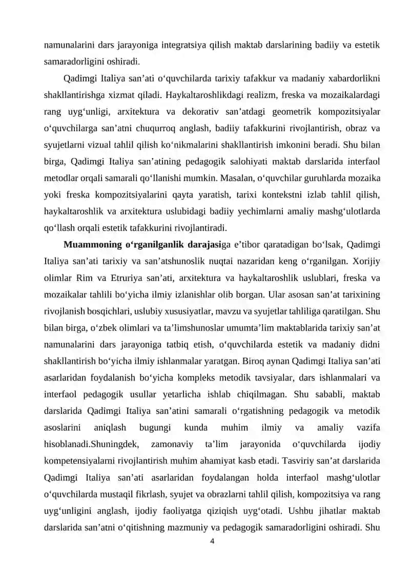 Qadimgi Italiya san’atini o‘rgatish 4