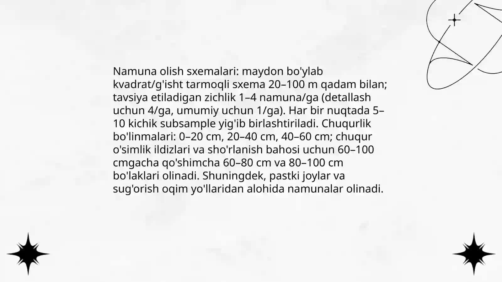 Fermer xo’jaligi erlarining sho’rlanish kartasini tuzish va shu asosida sho’r yuvishni rejalashtirish 4