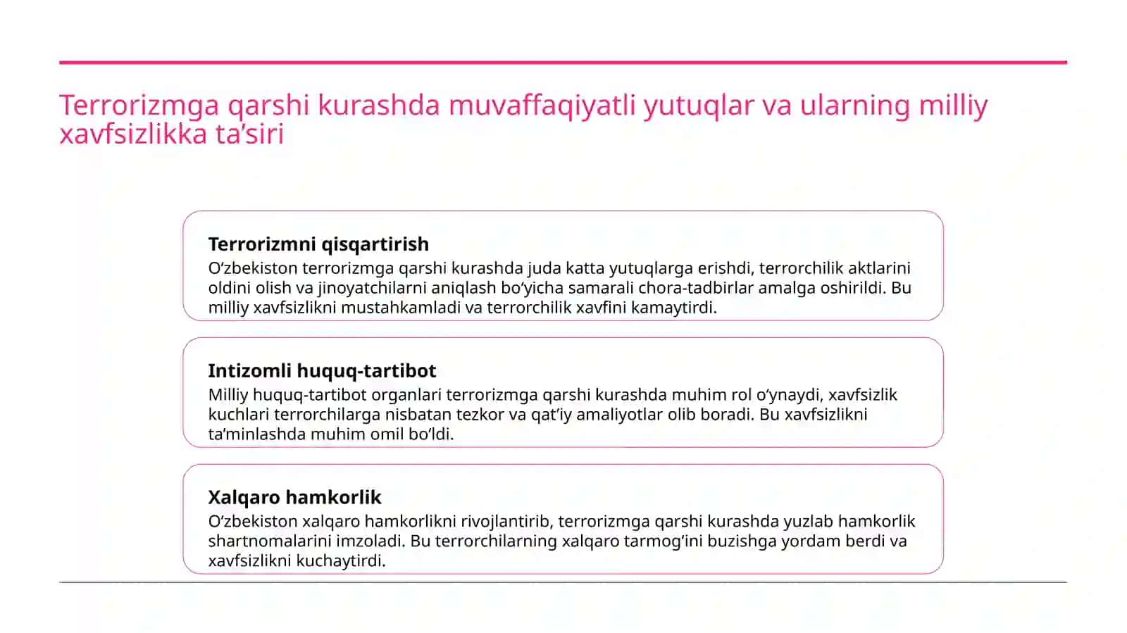 Oʻzbekistonning terrorizimga qarshi kurashi va tajribasi 4