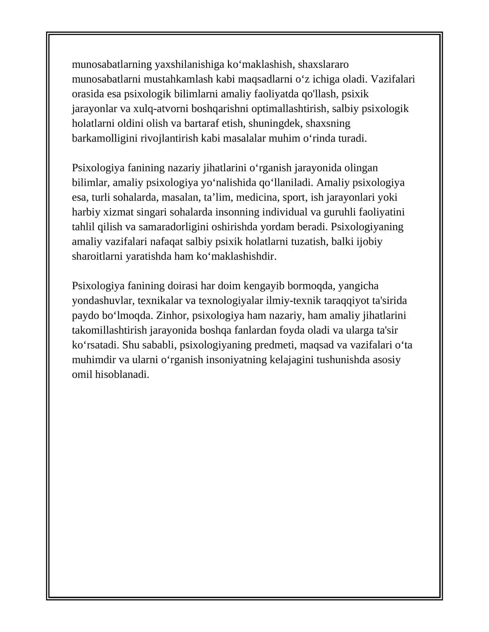 PSIXOLOGIYA FANINING PREDMETI.MAQSAD VA VAZIFALARI 4