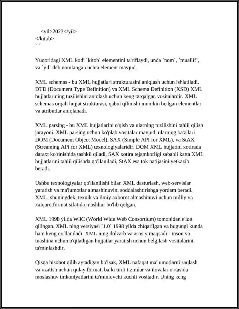 XML TEXNOLOGIYASI 4
