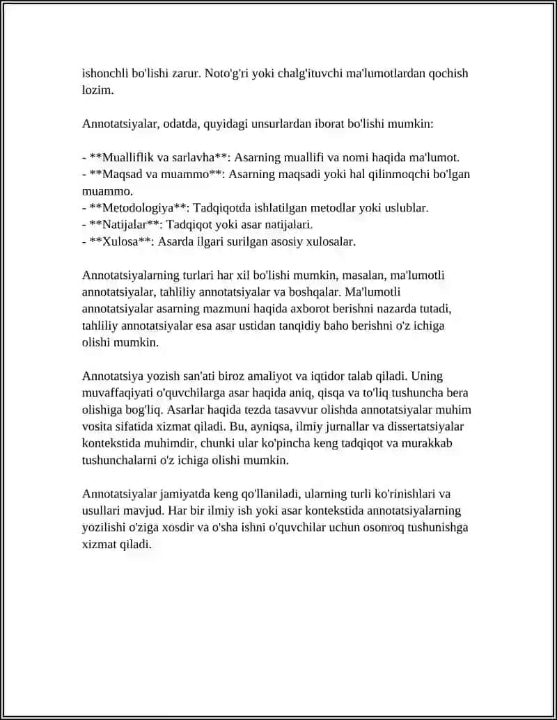 ANNOTATSIYA VA TAQRIZ MATNLARI, ULARDA IFODA MATERIALINING XUSUSIYATLARI 4