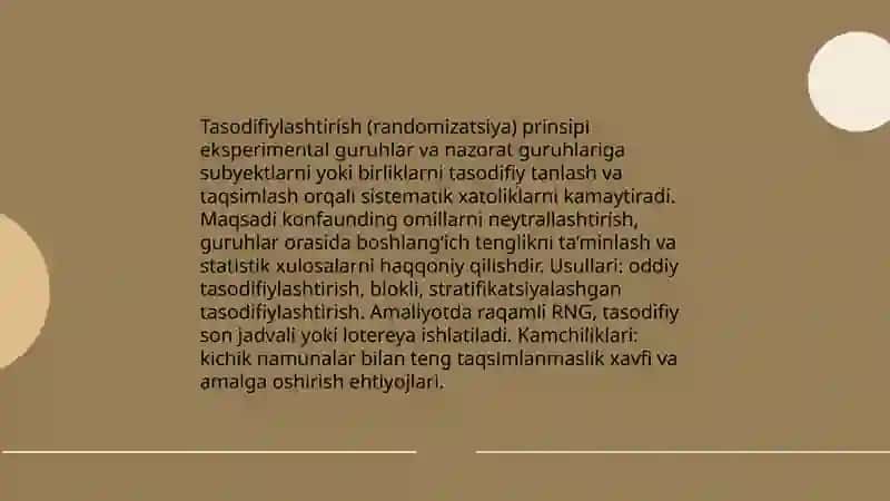 Eksperimental rejalarning bosh tamoyillari 4