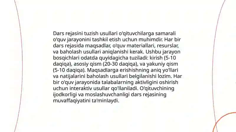 Ta'limiy va nazorat darslarini tashkil etish 4