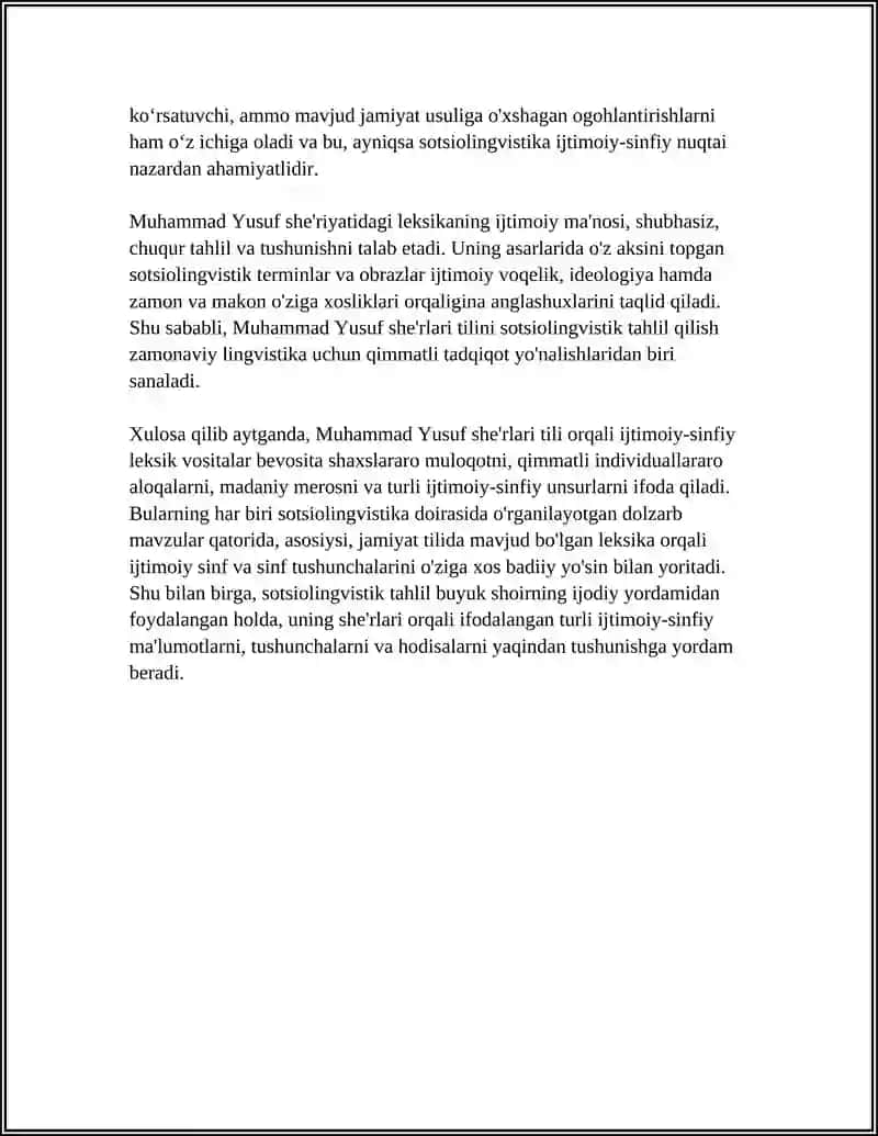 Muhammad Yusuf she'rlari tilining sotsiolingvistik tahlili: ijtimoiy-sinf va sinfiy leksika 4