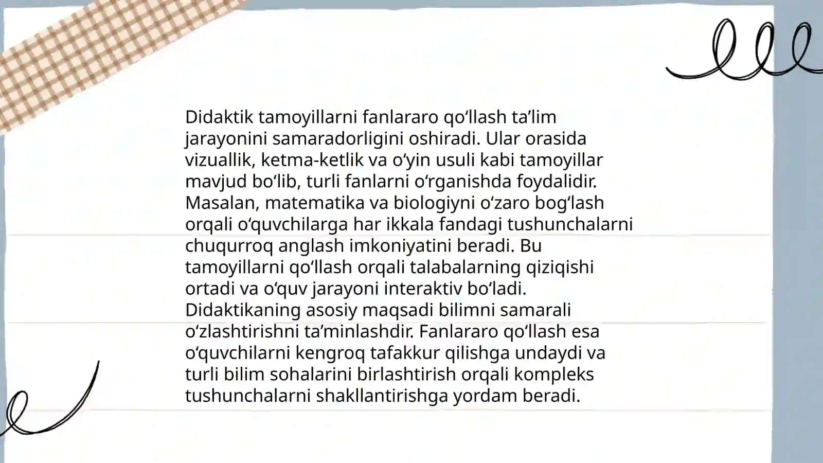Fanlararo o'qitishning didaktik tamoyillarini organish va tahlil qilish 4